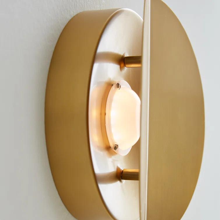 Burnished Brass Dimmable LED Wall Sconce with Steel Shade