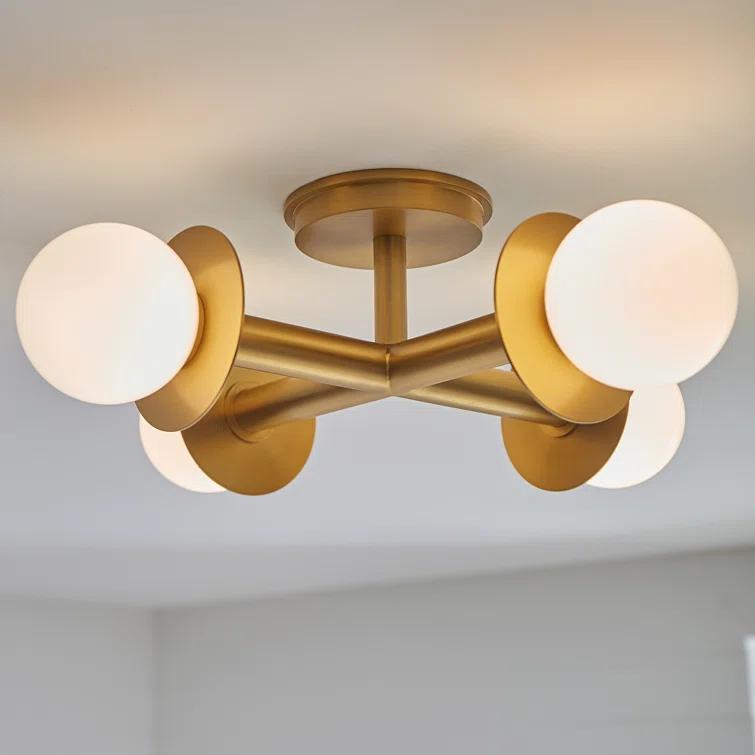 Nodes Semi-Flush Mount Light by Kelly Wearstler - Burnished Brass / 18"Dia