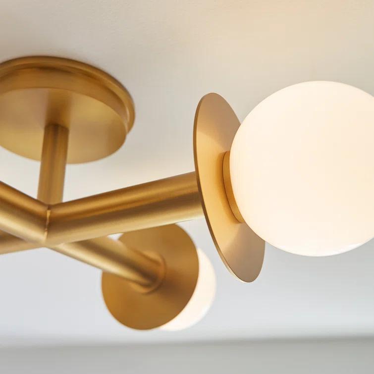 Nodes Semi-Flush Mount Light by Kelly Wearstler - Burnished Brass / 18"Dia