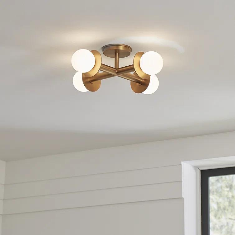 Nodes Semi-Flush Mount Light by Kelly Wearstler - Burnished Brass / 18"Dia