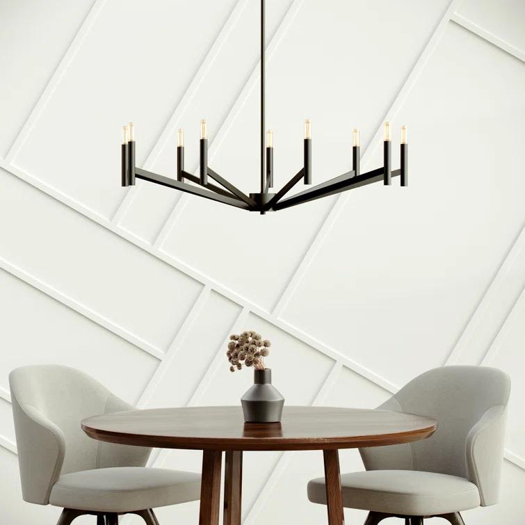 Midnight Black 9-Light Modern Steel Chandelier