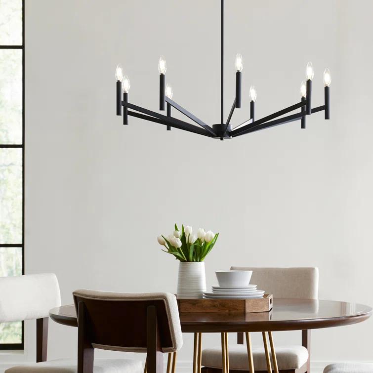 Midnight Black 9-Light Modern Steel Chandelier