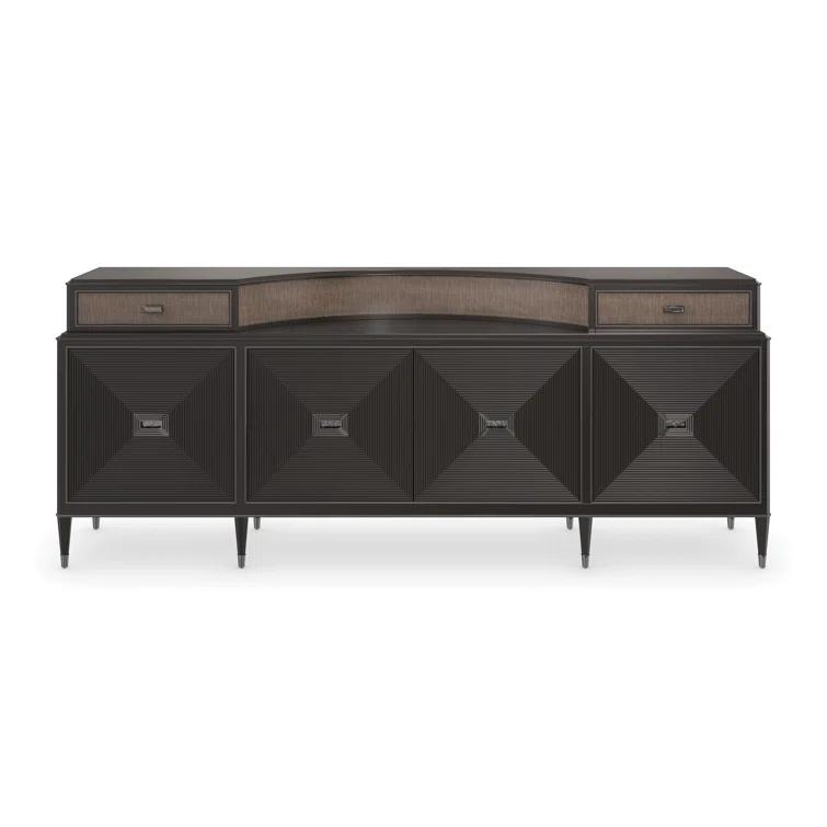 91.5'' Dark Chocolate and Charcoal Solid Wood Sideboard