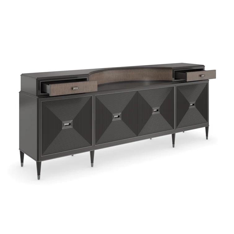 91.5'' Dark Chocolate and Charcoal Solid Wood Sideboard