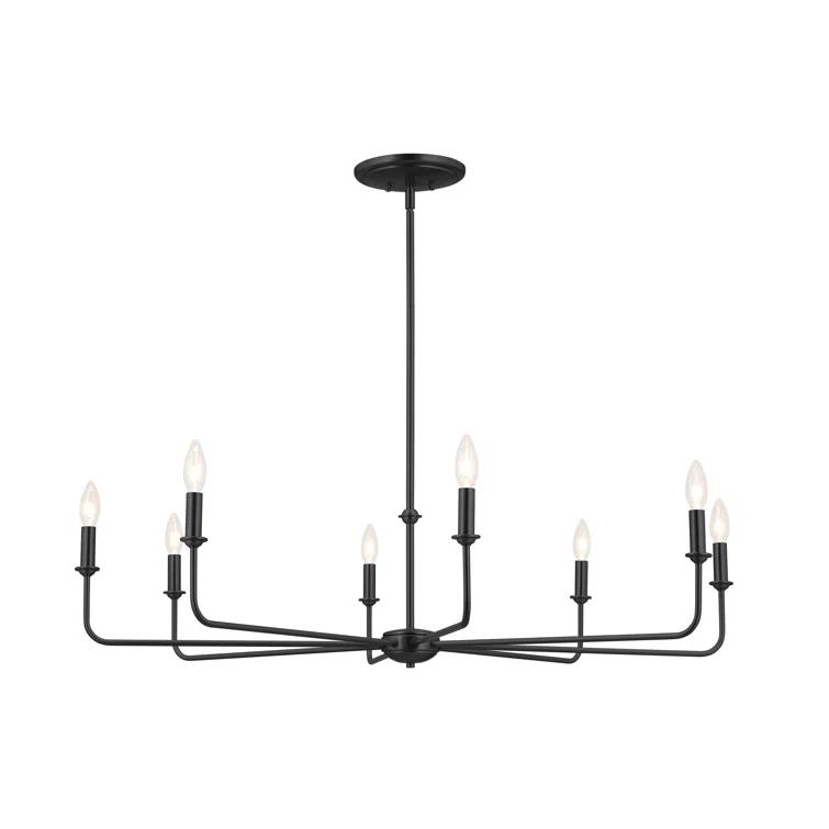 Classic 8 Light Chandelier with White Linen Shades