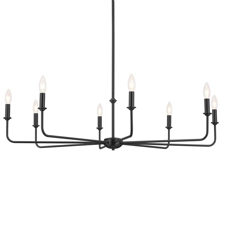 Classic 8 Light Chandelier with White Linen Shades