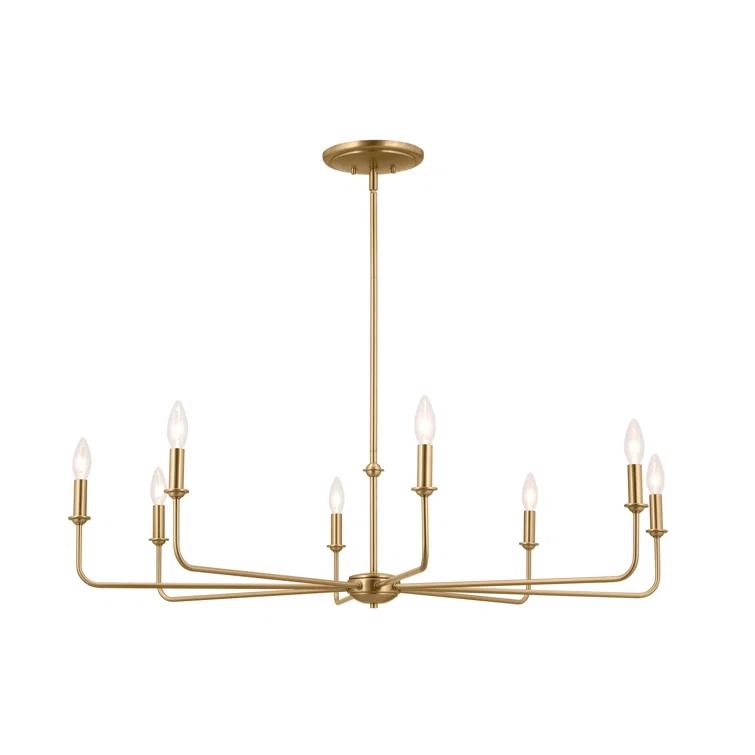 Classic 8 Light Chandelier with White Linen Shades