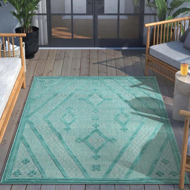 Markon Mali Outdoor Moroccan Tribal Teal Indoor/Outdoor Area Rug