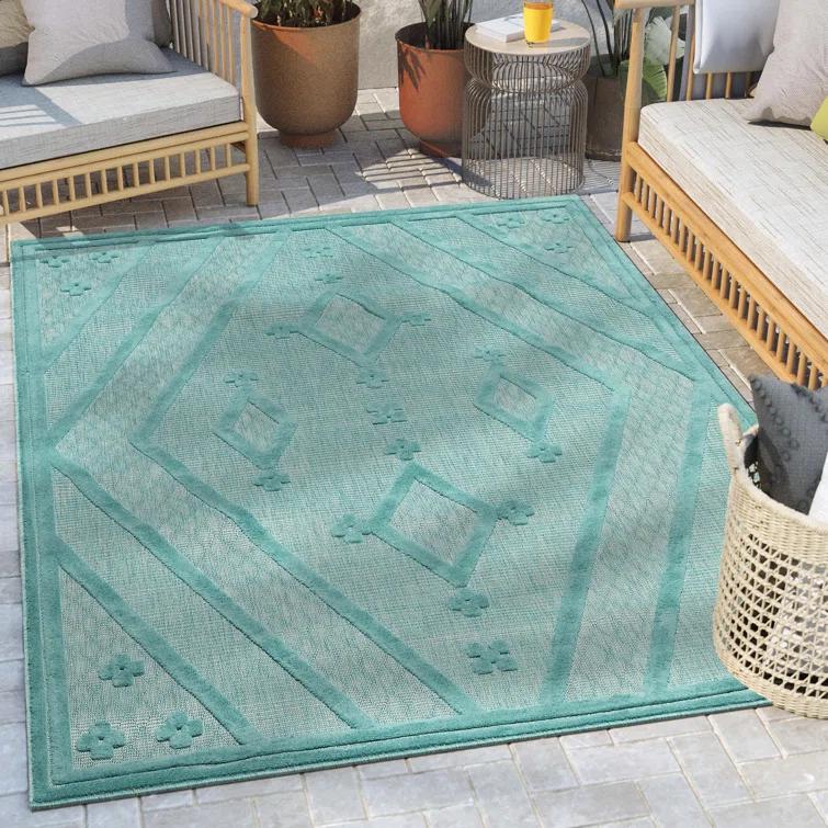Markon Mali Outdoor Moroccan Tribal Teal Indoor/Outdoor Area Rug