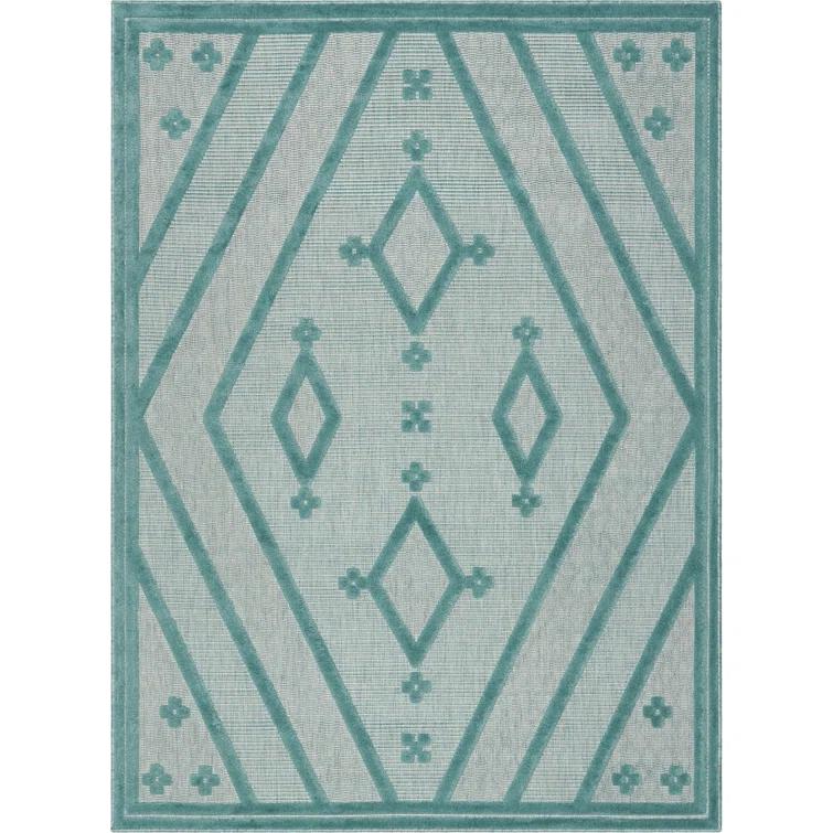 Markon Mali Outdoor Moroccan Tribal Teal Indoor/Outdoor Area Rug
