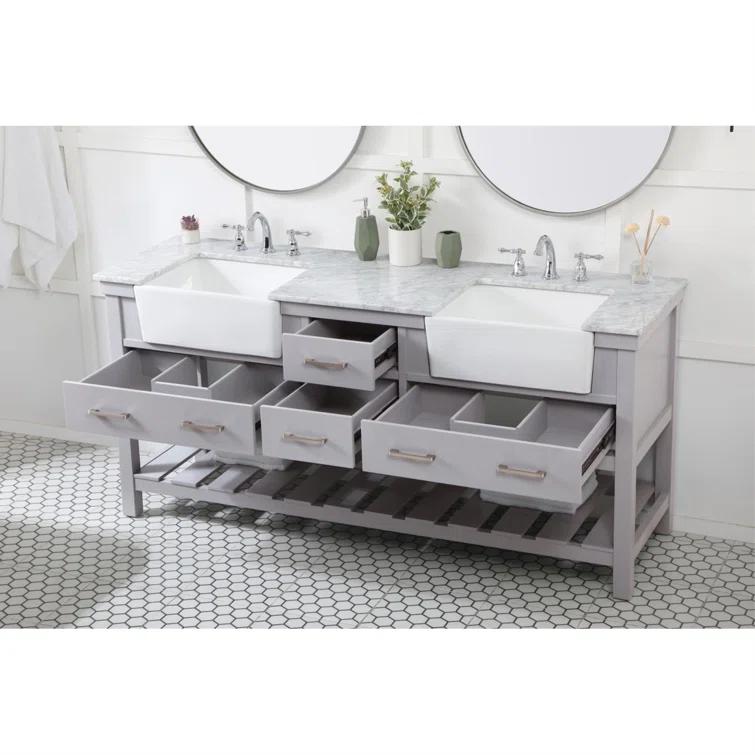 Pelaghia 72'' Double Bathroom Vanity with Marble Top