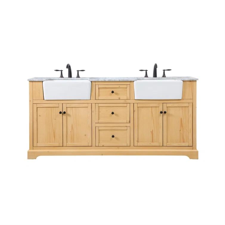 Pardue 72'' Double Bathroom Vanity with Marble Top