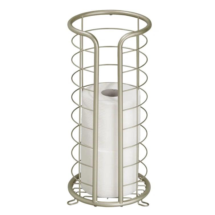 mDesign Metal Toilet Paper Holder Stand, Freestanding 3 Roll Reserve