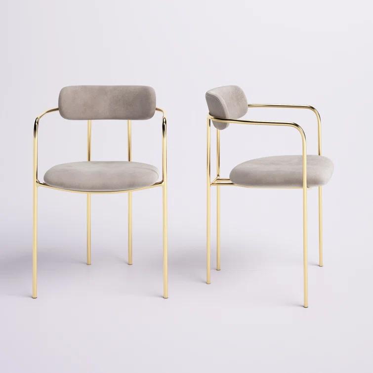 Bellatrix 18'' H Velvet Upholstered Metal Armchair