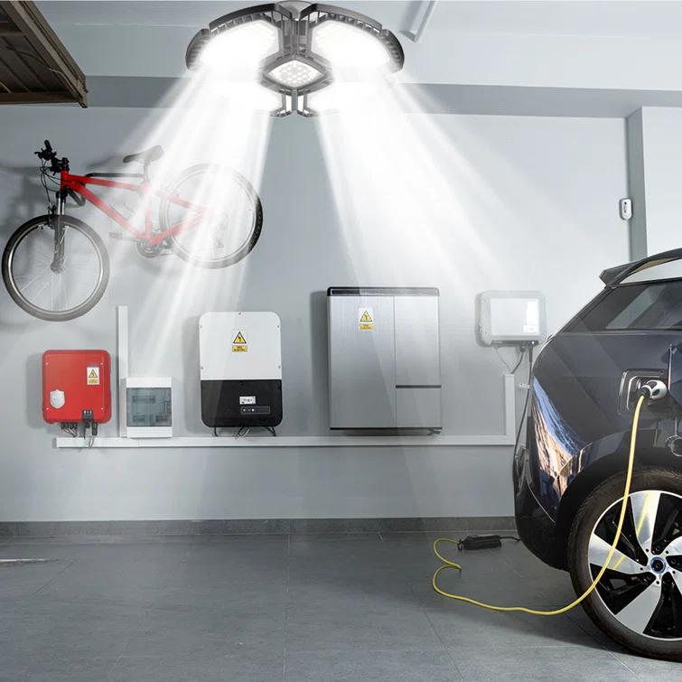 LED Garage Light,100W (900W Equivalent) 15000 Lumen 4-Head Deformable Ceiling Light, 5000K Daylight