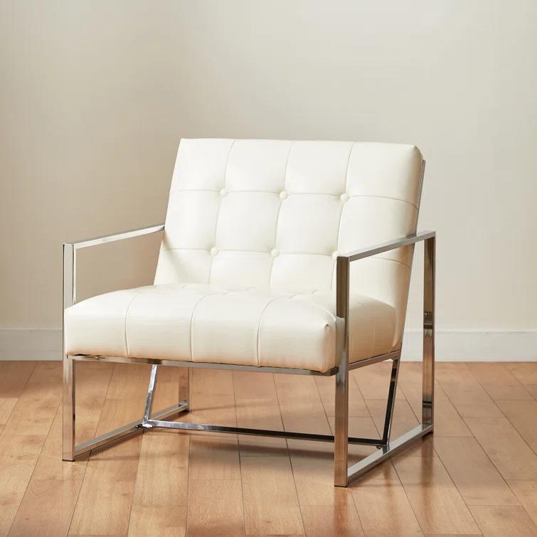 Siebo 30'' Wide Tufted Cream Armchair