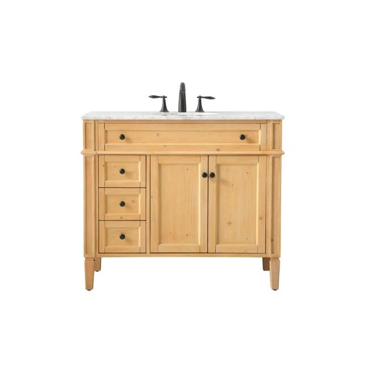Rukie 40" Free-Standing Single Bathroom Vanity Set with Marble Vanity Top