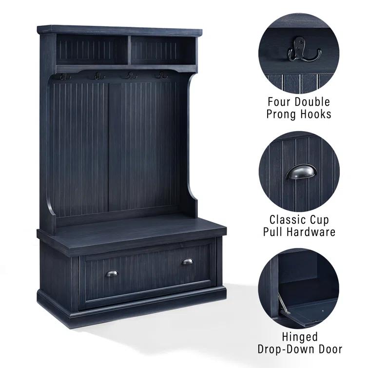 Seaside Hall Tree 40'' Wide with Bench and Shoe Storage