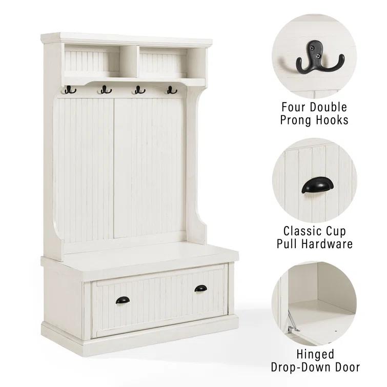 Seaside Hall Tree 40'' Wide with Bench and Shoe Storage