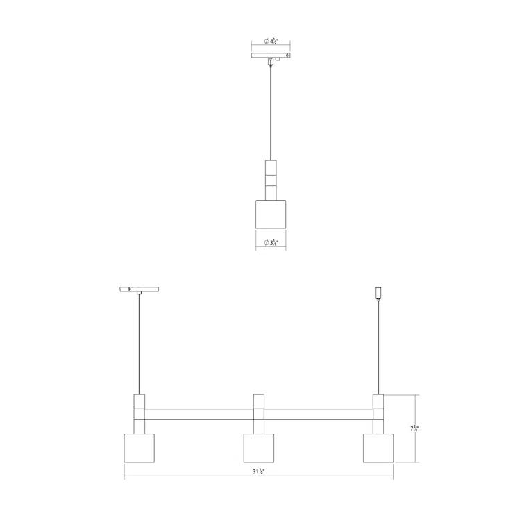 SONNEMAN Systema Staccato 3 - Light LED Kitchen Island Pendant