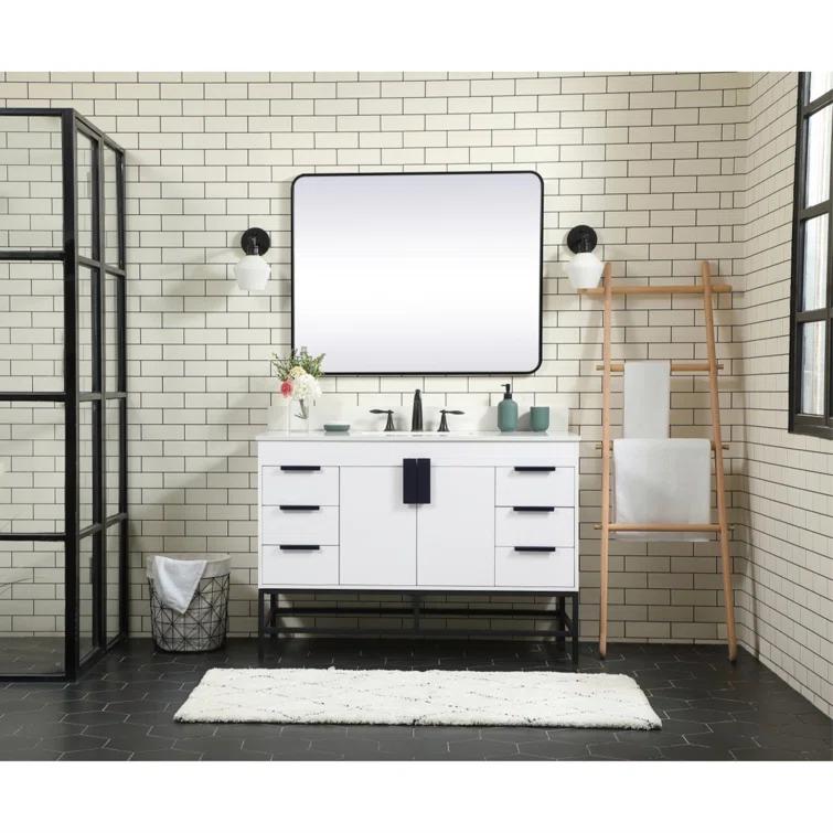 Alizabeth 48'' Single Bathroom Vanity with Engineered Marble Top