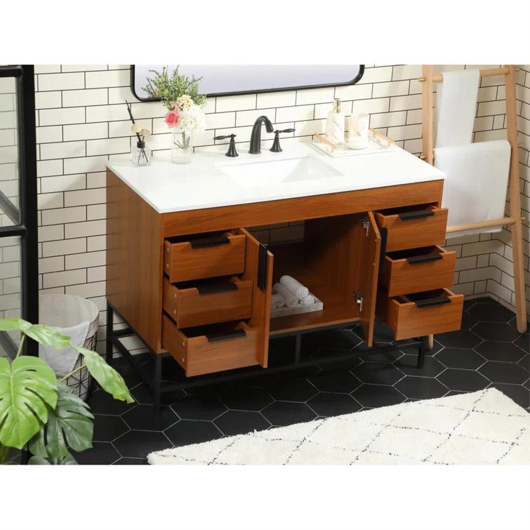 Eugene 48'' Single Bathroom Vanity with Engineered Marble Top