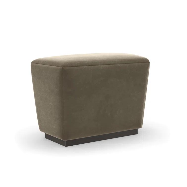 Dark Brown Mohair Upholstered Faceted Storage Ottoman