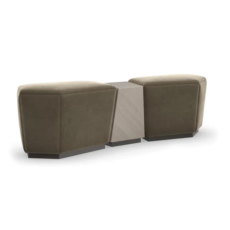 Brown Mohair Transitional Storage Ottoman with Dark Chocolate Base