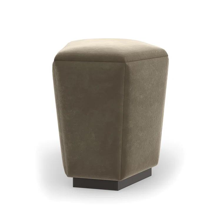 Dark Brown Mohair Upholstered Faceted Storage Ottoman
