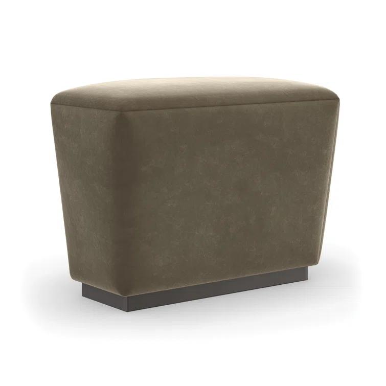 Brown Mohair Transitional Storage Ottoman with Dark Chocolate Base