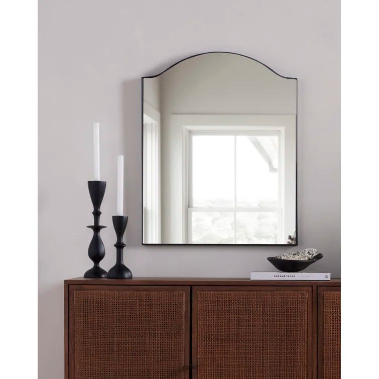 Gunmetal Iron and Engineered Hardwood Rectangular Wall Mirror