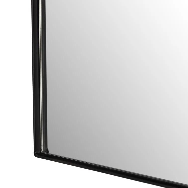 Gunmetal Iron and Engineered Hardwood Rectangular Wall Mirror