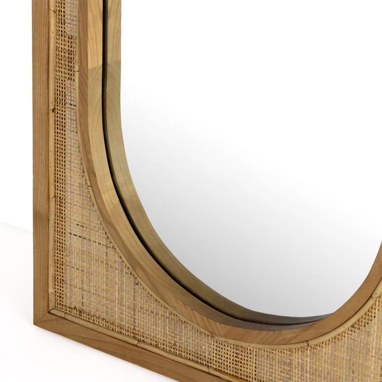 Contemporary Oval Wood & Gold Floor Mirror, 30x70 Inch