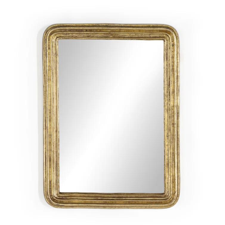 Rectangular Gold Leaf Wood Wall Mirror