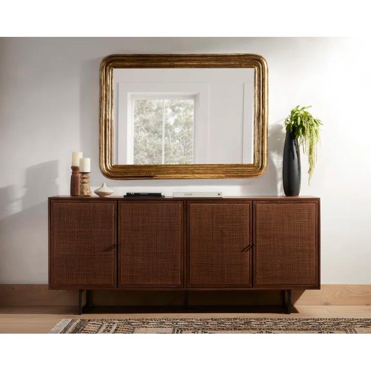 Rectangular Gold Leaf Wood Wall Mirror