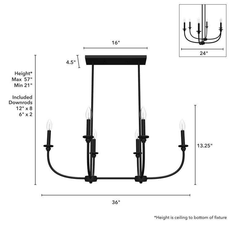 Hunter Southcrest 6 Light Linear Chandelier Ceiling Light Fixture