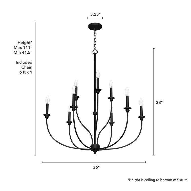 Hunter Southcrest 9 Light 2 Tier Chandelier Ceiling Light Fixture