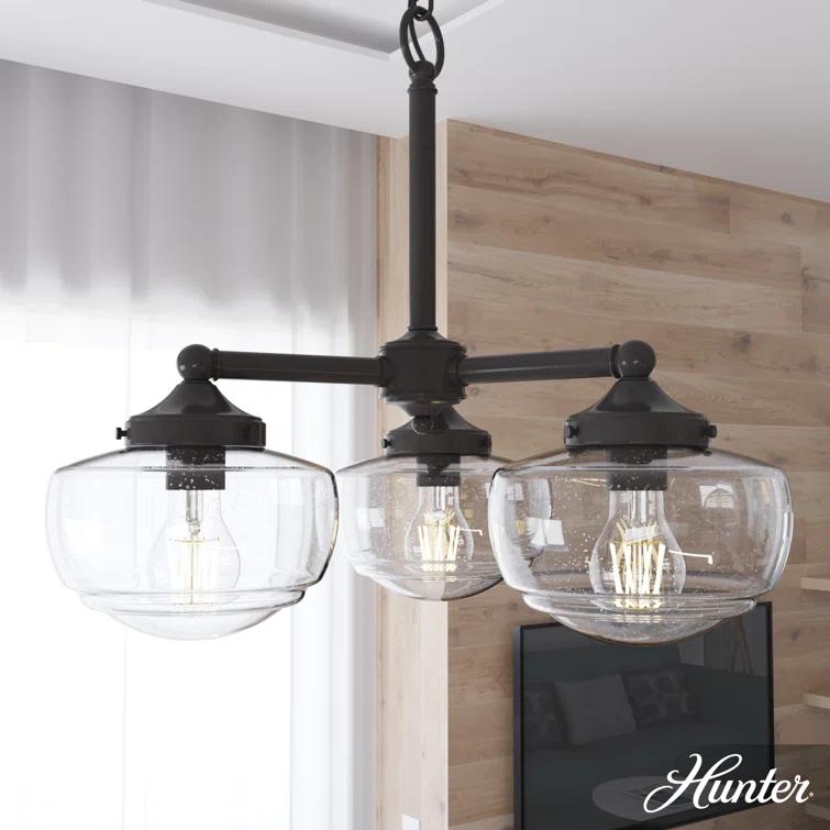 Hunter Fan Hunter Saddle Creek 3 Light Chandelier Ceiling Light Fixture