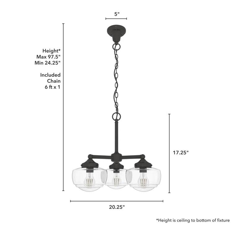 Hunter Fan Hunter Saddle Creek 3 Light Chandelier Ceiling Light Fixture