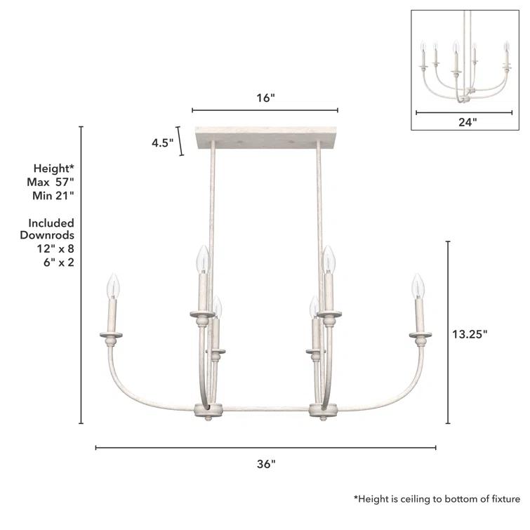 Hunter Southcrest 6 Light Linear Chandelier Ceiling Light Fixture