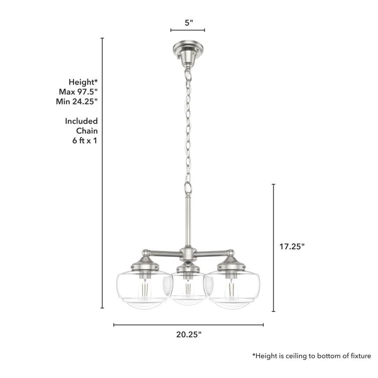 Hunter Saddle Creek 3 Light Chandelier Ceiling Light Fixture