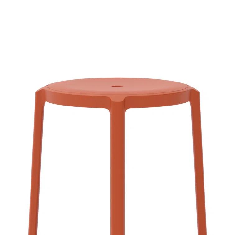 Eco-Friendly Orange Recycled PET Metal Barstool, 24.75'' Height