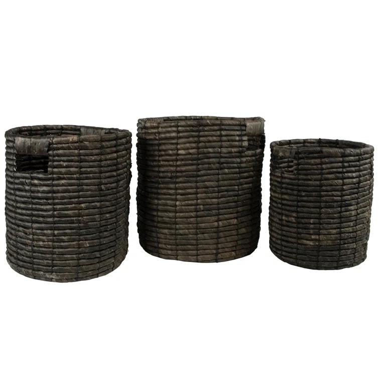 Northlight Seasonal Natural Woven Table and Floor Cylindrical Seagrass Baskets