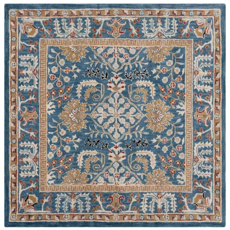 Antiquity AT64 Hand Tufted Area Rug - Dark Blue/Multi - 6'x6' - Safavieh.