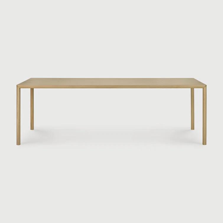 Oak Rectangular Minimalist Dining Table with Beveled Legs