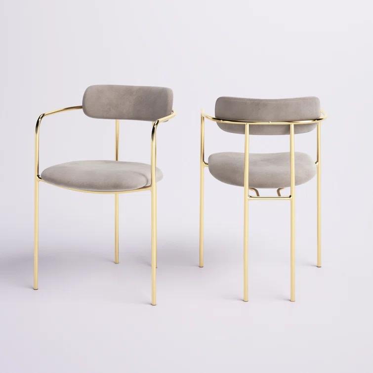 Bellatrix 18'' H Velvet Upholstered Metal Armchair