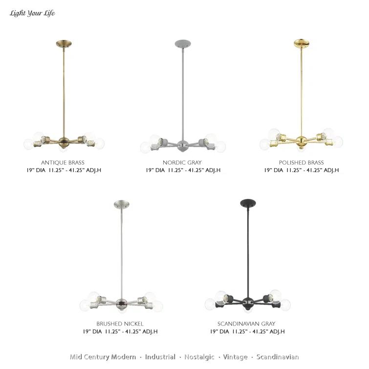 5 - Light Steel Dimmable Sputnik Sphere Chandelier