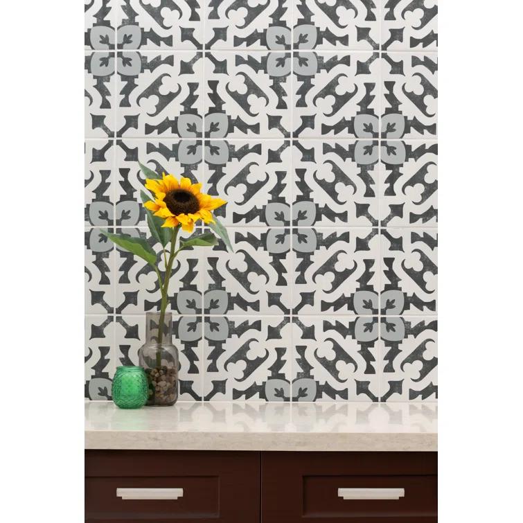 Amara 8" x 8" Encaustic Look Matte Porcelain Floor & Wall Tile