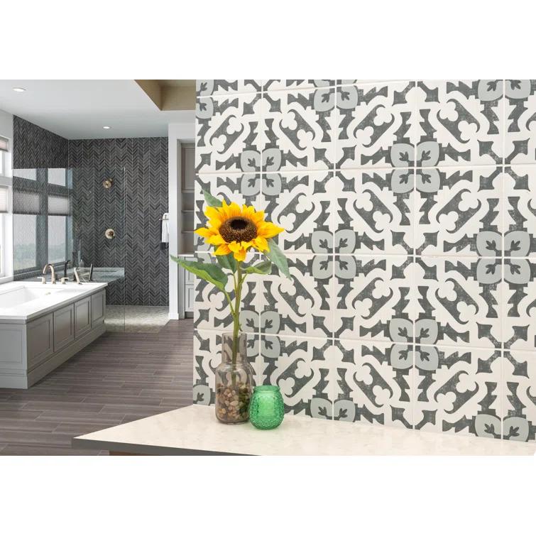 Amara 8" x 8" Encaustic Look Matte Porcelain Floor & Wall Tile