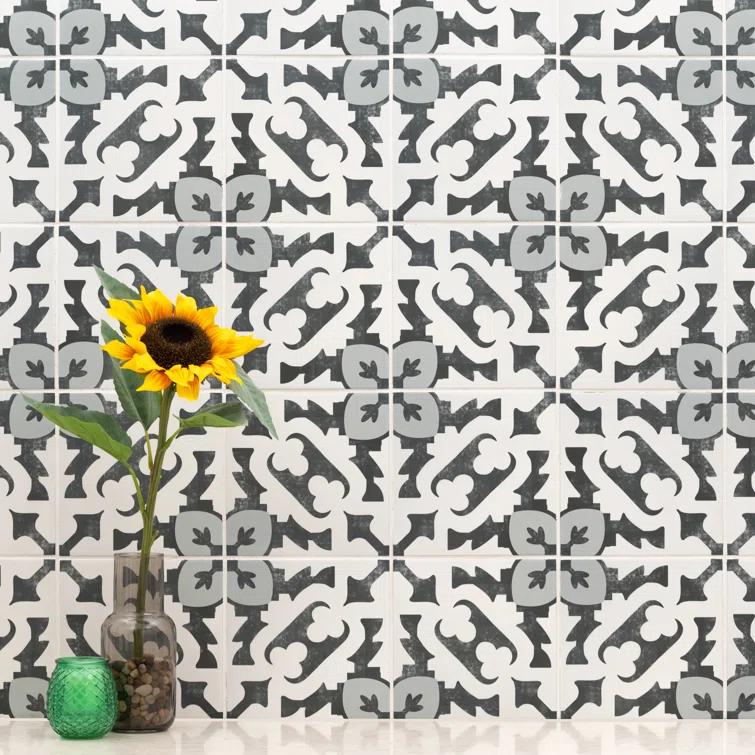 Amara 8" x 8" Encaustic Look Matte Porcelain Floor & Wall Tile